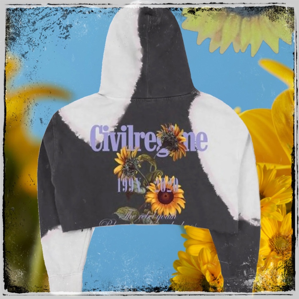 M Civil Regime Bloom Forever Cropped Hoodie